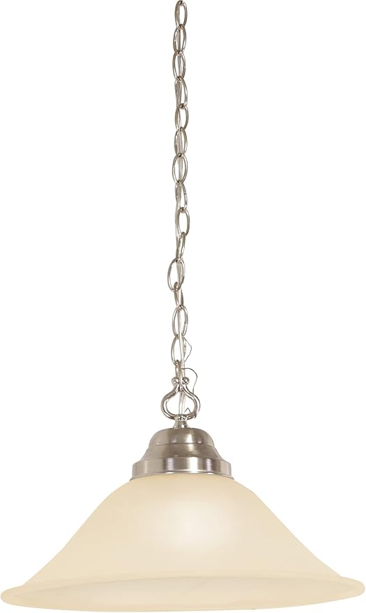 Design House Millbridge 1-Light Pendant Light, Satin Nickel Finish, Alabaster Glass Shade, Dimmable, Hardwired or Plug-in, for Kitchen, Dining Room, Entryway – Design House, 517565