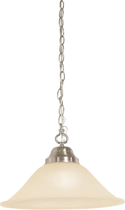 Design House Millbridge 1-Light Pendant Light, Satin Nickel Finish, Alabaster Glass Shade, Dimmable, Hardwired or Plug-in, for Kitchen, Dining Room, Entryway – Design House, 517565