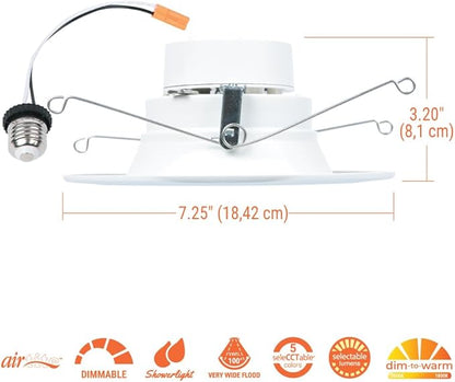 HALO RL 5/6 in LED Recessed Light Retrofit Selectable CCT 2700K, 3000K 3500K 4000K 5000K Dimmable Dim to Warm 900/1200 Lumens Wet Location Indoor Outdoor Ceiling Downlight RL56LS9FSD2W1EWH