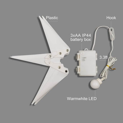 Leejec 13.3" Moravian Star Outdoor Light with Remote Control, Christmas Decorations, Indoor Hanging, Warm White LED Light, Battery Operated with Timer Function, 3-Pack, Tree, Ceiling, Balcony Decor