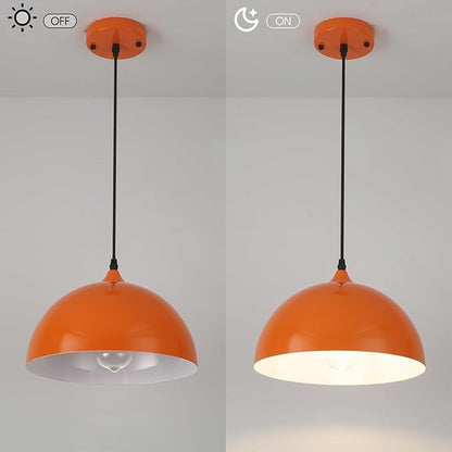 Orange Pendant Lights, 11.8" Kitchen Pendant Light 3 Pack, Industrial Pendant Light Fixtures for Kitchen Island, Farmhouse Pendant Lighting for Bedroom, Living Room, Cafe, Bar, Hallway