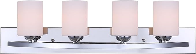 Canarm IVL370A04CH-O Ltd Hampton 4 Light Vanity, Chrome with Flat Opal Glass