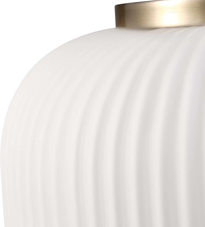 Globe Electric 65842 1-Light Pendant Lighting, Matte Brass, Frosted Ribbed Glass Shade