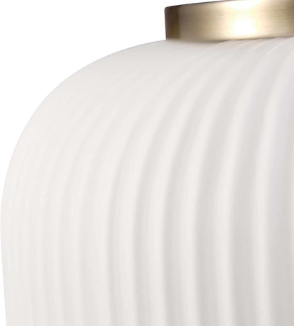 Globe Electric 65842 1-Light Pendant Lighting, Matte Brass, Frosted Ribbed Glass Shade