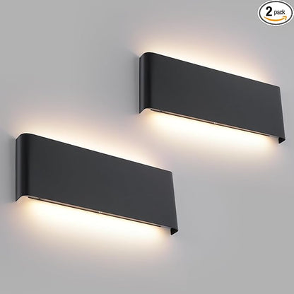 Mille Luckiole 15Inch Bathroom Vanity Mirror Light,5-in-1 CCT 3000K/3500K4000K/5000K/6500K Selectable Hallway LED Wall Light,Modern LED Sconce Wall for Stairwell,Bedroom,20W Black 2 Pack Led Wall Lamp