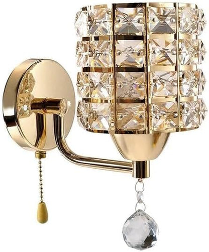 Modern Luxury Gold Crystal Wall Sconces Set of 2, Hardwired Lights Standard E26 Socket Decorative Light Fixture for Bedroom, Living Room, Hallway -Bulbs NOT Included Professional Installation Required