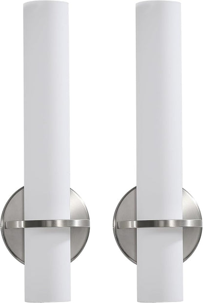 AIJIASI Brushed Nickel Wall Sconces Set of Two - 15 inch Modern Bathroom Sconce 15W 3000K Dimmable LED Sconces Wall Lighting, Indoor Wall Sconce Light for Living Room Corridor Mirror Bedroom Stairs
