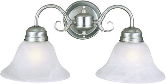 Design House 511600 Millbridge Wall Light Traditional 2-Light Indoor Dimmable Light with Alabaster Glass for Bathroom Hallway Foyer, Satin Nickel