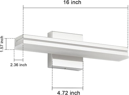 SineRise 16-Inch LED Modern Bathroom Vanity Light Bar, Chrome Modern Acrylic Bathroom Wall Lighting Fixtures Over Mirror (Cool White 6000K)