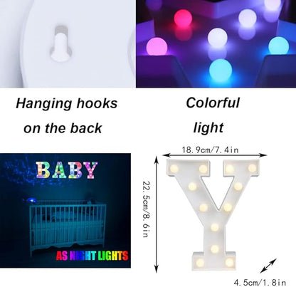 LED Marquee Letter Lights, 18 Colors Changing Light Up Letters with Remote, RGB Alphabet Letters Sign for Girls Boys Gift Birthday Party Night Light Bedroom Wedding Christmas Decor-Colorful Y