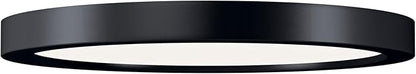 Kichler Ara 9.25" Modern Minimal Round LED Flush Mount in Black, for Damp Indoor Locations, Main Light Source, Integrated LED, Edge-Lit Technology, 1100 Lumens, Dimmable to 10%, 53009BK30
