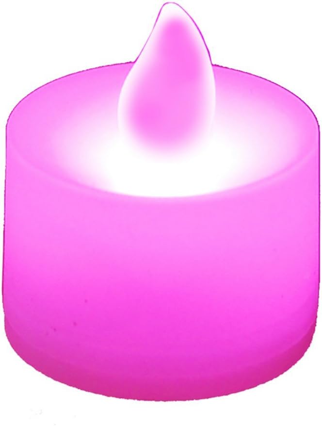 LumaBase Battery Operated Tea Light Candles, Pink - Set of 12