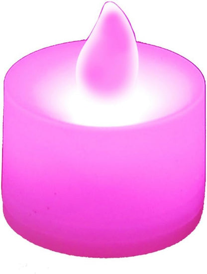 LumaBase Battery Operated Tea Light Candles, Pink - Set of 12