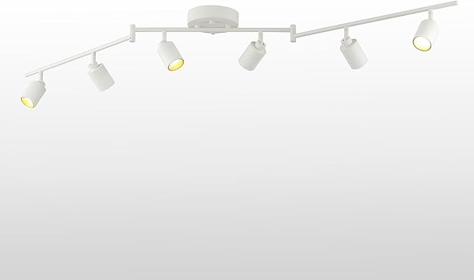 Shura White 6-Light Swivel Track Light with Rotatable Heads & Adjustable Arms, Integrated LED Bulbs, 5 ft. Ceiling Track Lighting Kit, 3000K, 3000 Lumens