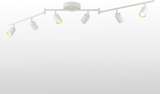 Shura White 6-Light Swivel Track Light with Rotatable Heads & Adjustable Arms, Integrated LED Bulbs, 5 ft. Ceiling Track Lighting Kit, 3000K, 3000 Lumens