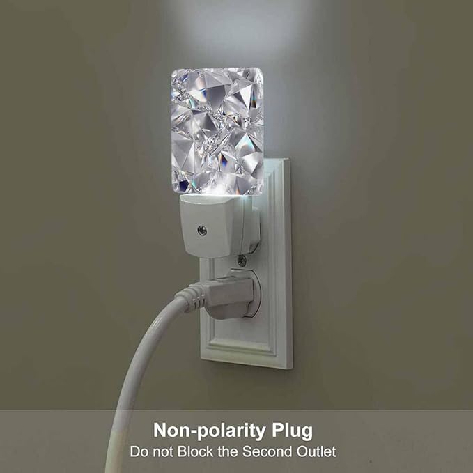 Crystal Night Light Abstract 3D Clear Texture 0.5W Night Lights Auto LED Lamp Energy Saving Square Lights for Room Bedroom Bathroom