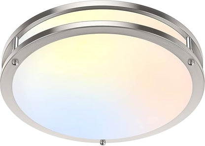 36W LED Flush Mount Ceiling Light Fixture, 13inch LED Ceiling Light 3600LM, Modern Ceiling Light 2700K/3000K/4000K/5000K/6500K 5CCT, Brushed Nickle Dimmable Ceiling Lamp for Living Room Kitchen,1 Pack