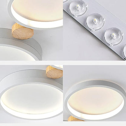 3-Lights LED Ceiling Light Fixture,22 Inch Modern Ceiling Lights Flush Mount Wooden 20W Dimmable Chandelier for Living Room Bedroom Kitchen,3000K/4000K/6000K Temperatures Selectable White