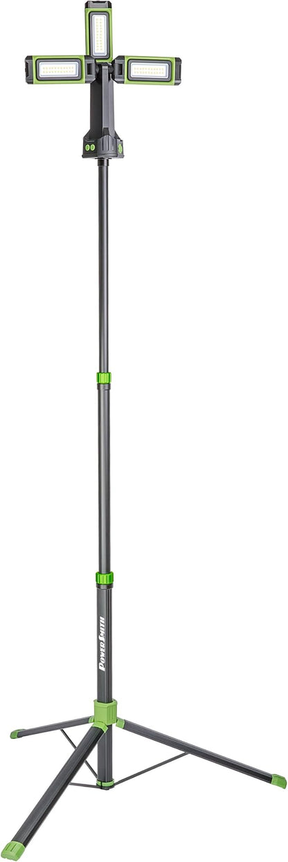PowerSmith Rechargeable Work Light with Stand 4500 Lumen, Durable Metal Tripod Construction, Metal Light Panels, 72" Tall (PWLR045T)
