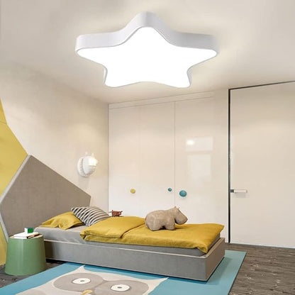 LED Ceiling Light Fixture, Modern Pentagram Recessed Ceiling Lights, 3000K-6000K Dimmable Light, Close to Lighting Flush Mount Living Room Pendant Lamps (White, 24inch)