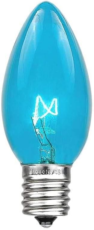 Novelty Lights C9 Teal Christmas String Light Set - Outdoor Christmas Light String - Hanging Christmas Lights - Roofline Light String - Outdoor Patio String Lights - Brown Wire - 25 Foot