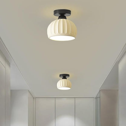 Semi Flush Mount Ceramic Ceiling Light，Easy to Install Hallway Farmhouse Light，Small Ceiling Light for Bedroom，Dining Room，Kitchen，Entryway Porch Foyer，with E26 Base