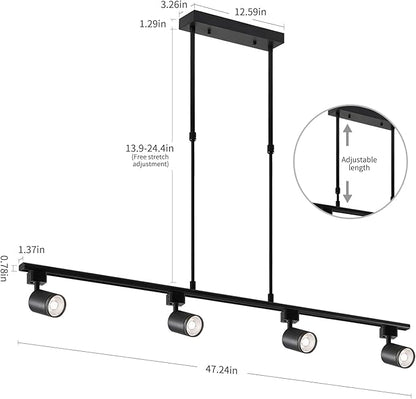 4-Pack Adjustable LED Track Lighting System - Black Ceiling Mount Spotlights with 360° Rotation for Kitchen, Bathroom, Dining Room & Hallway, Easy Install Modern Home Lighting Fixtures