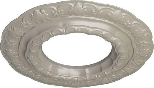 Ekena Millwork CM15LIPWS 15-3/8" x 7" x 1" Lisbon Ceiling Medallion, Pearl White