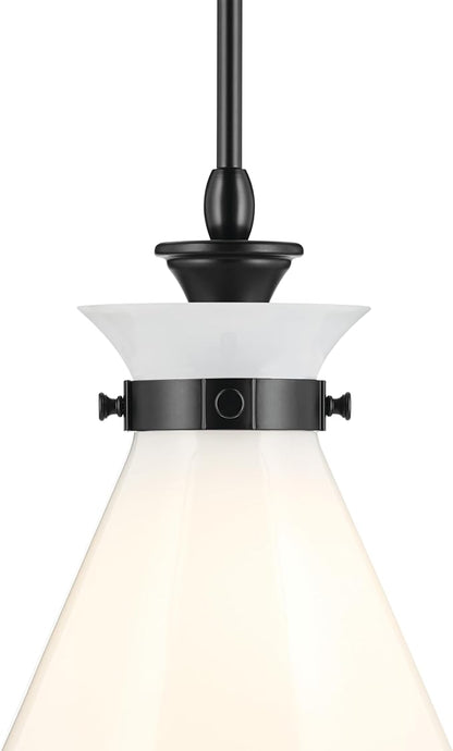 Kichler Laria 1-Light Pendant Light Fixture with Opal Glass, Kitchen Island Hanging Light in Black, Updated Traditional Style for Kitchen Island (19.75" x 16"), 52775BK
