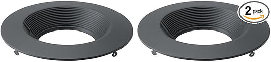 Kichler Direct-to-Ceiling Recessed Decorative Trim 6 inch Round Textured Black, 1 Count (Pack of 2)