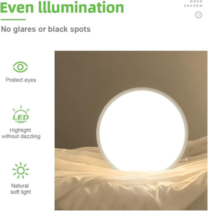 LightingWill 15.7 Inch LED Flush Mount Ceiling Light Fixture, 2800K Warm White, 3800LM, 32W, Flat Modern Round Lighting Fixture, 320W Equivalent White Ceiling Lamp for Kitchens, Bedrooms.etc.