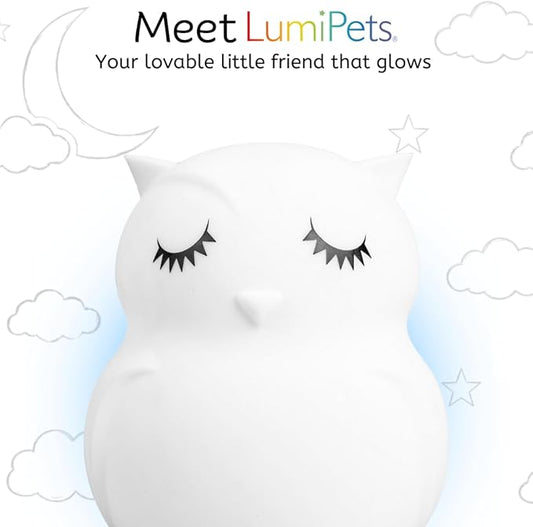 Lumipets Remote Control Silicone Night Light for Kids - Owl Design with 9 Soft Colors & Sleep Timer - Rechargeable, Battery-Operated Lamp for Bedroom | Baby Nursery, Toddler, Girls, Boys