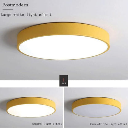 LED Ceiling Light Fixture,20 Inch Modern Round Recessed Ceiling Lights, Dimmable Light,Yellow 36W Close to Ceiling Lighting Flush Mount Living Room Bedroom,3000K-6000K