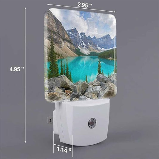 Mountains Forests and Lakes Night Light Autumn Mountain Scenery Plug into Wall with Dusk to Dawn Light Sensors 0.5W Warm Nightlights for Bedroom Bathroom Hallway