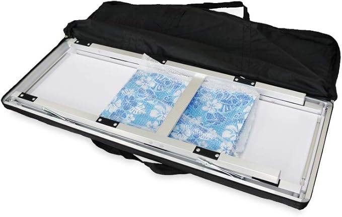 Folding Portable Party Bar w/Patended LED Lights, Black & Hawaiian Bar Skirts, Storage Shelf, & Carrying Case