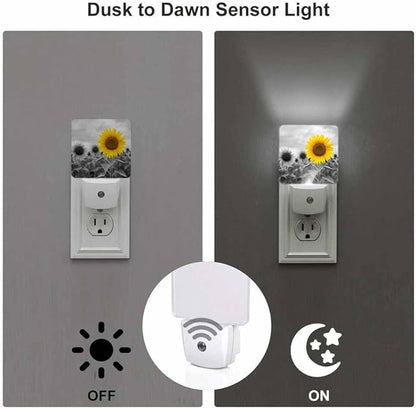 Sunflower Night Light Flowering Plant Leaves LED Night Lights Plug into Wall for Stairway Hallway Bedroom 0.5W Nightlight