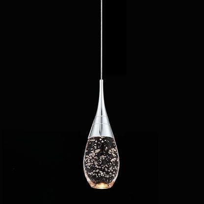 JoollySun Mini Crystal Pendant Light: 1-Light Teardrop Dimmable 3-Color(3000K-6000K) LED Pendant for Kitchen Island Bathroom - Polished Chrome