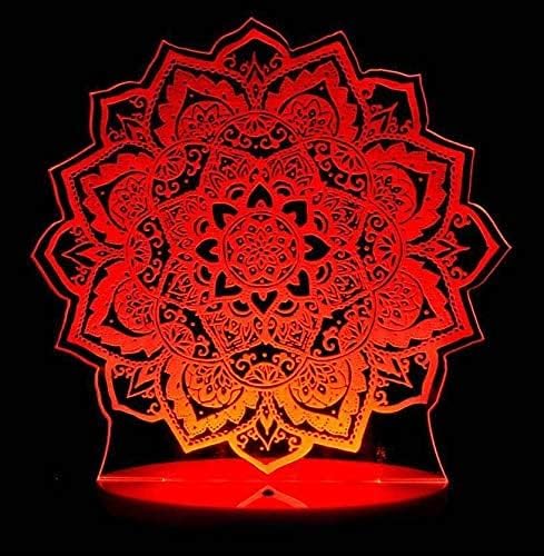 3D Lotus Flower Night Light Lamp Illusion 16 Color Changing Table Desk Decoration Lamps Gift with Acrylic Flat ABS Base USB Cable Toy