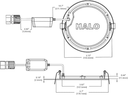 HALO Quicklink 6 Inch Canless Ultra-Thin Recessed Lighting LED Wafer Light for Ceiling and Shower - 6 Pack Starter Kit - 935 Lumens - 5 Selectable Color Temperatures, 0-10V Commercial Dimming