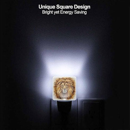 Lion Night Light Furry Brown LED Night Lights Plug into Wall for Stairway Hallway Bedroom 0.5W Nightlight
