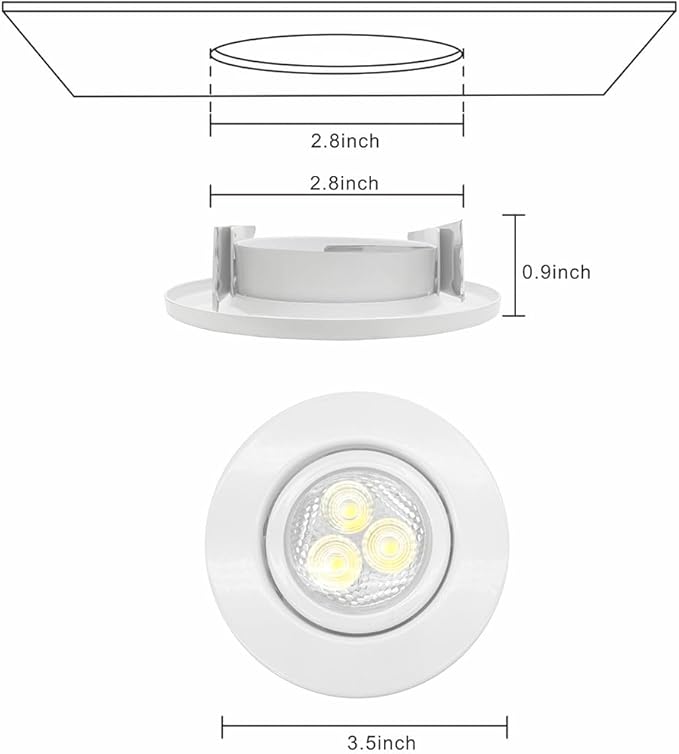 Lucky Star Pack of 6 pcs JX-9705-6 LED Downlight Fixture Housing MR16 Cut Out Size: 2.8inch GU5.3 Metal Trimless Recessed Round Frame.Ceiling Spotlights Mounting Frame.