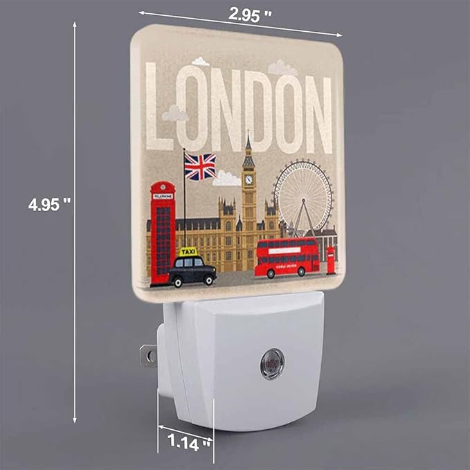 London Night Light Landmark City Bus Station 0.5W Night Lights Auto LED Lamp Energy Saving Square Lights for Room Bedroom Bathroom