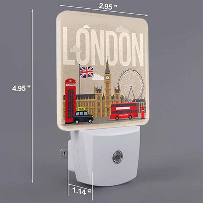 London Night Light Landmark City Bus Station 0.5W Night Lights Auto LED Lamp Energy Saving Square Lights for Room Bedroom Bathroom