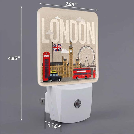 London Night Light Landmark City Bus Station 0.5W Night Lights Auto LED Lamp Energy Saving Square Lights for Room Bedroom Bathroom