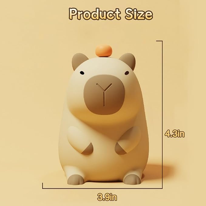 Capybara Cute Night Light for Kids, Rechargeable LED Dimmable Silicone Nightlight for Kids,Funny Light Up Capibara,Squishy Capybara Lamp Xmas Gifts
