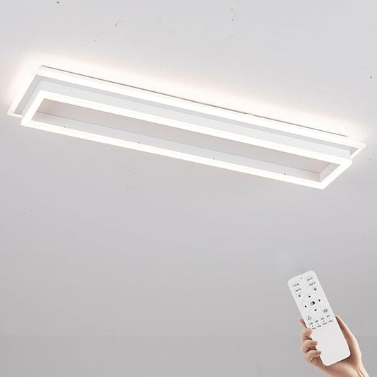 Dimmable Led Ceiling Light with Remote Control Modern Linear Flush Mount Ceiling Lighting Fixture Acrylic Long Ceiling Lamp for Living Room Kitchen Dining Room Hallway (White,39.3inch)