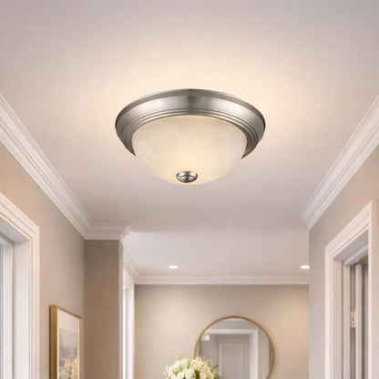 Design House 2-Pack Flush Mount Ceiling Light, 2-Light Traditional Fixture, Satin Nickel with Alabaster Glass, Dimmable, for Bedroom, Hallway, Entryway, 587527