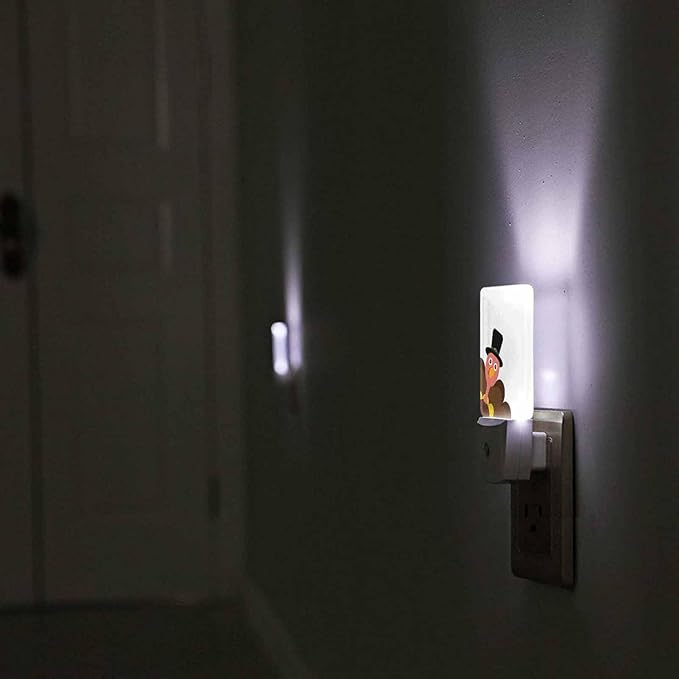 LED Night Light Plug into Wall with Dusk to Dawn Light Sensor White Energy Efficient Turkey Thanksgiving Cartoon White Nightlight for Bedroom Bathroom Hallway Living Room Kitchen