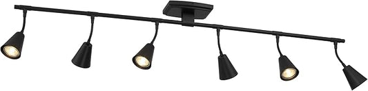Modern LED 6-Light Track Lighting, Matte Black, 44 Inch, 6 GU10 LED Bulb Included, Directional Lighting, Kitchen Lighting Fixtures Ceiling, Spotlight Fixtures, Wall Lights for Living Room