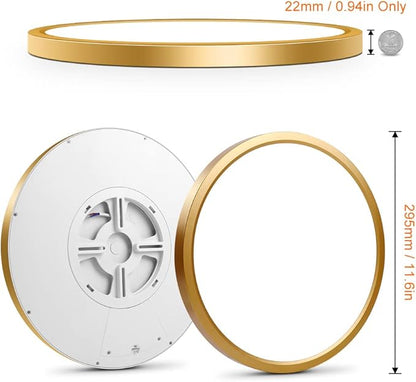 12 Inch Gold LED Ceiling Light, 5000K Daylight White, 24W Gold Flush Mount Ceiling Light, 3200LM Round Low Profile Ceiling Lights for Bedroom Kitchen Hallway Entryway